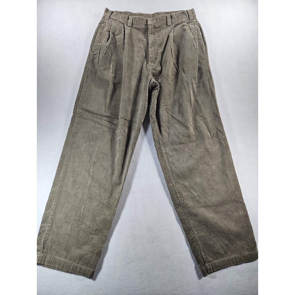 Vintage 90s Timberland Weathergear Pleated Corduroy Pants Tan Brown Baggy 35x31